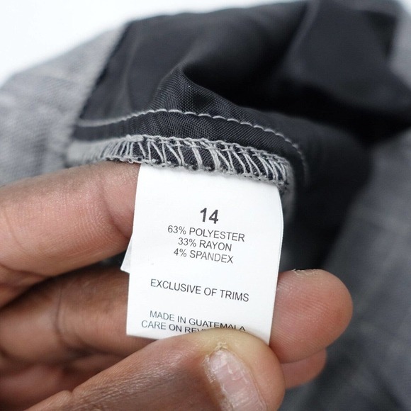 Briggs New York Dress Pants Women's 14 Gray Check Polyester Stretch High-Rise - Picture 4 of 8